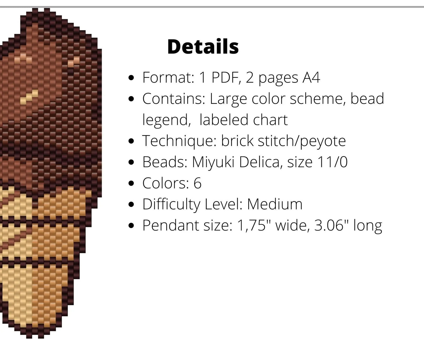 Chocolate Ice Cream Brick Stitch pattern for beaded pendant and earrings NikoBeadsUA