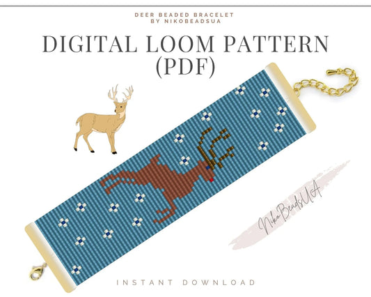 Christmas Deer Loom pattern for beaded bracelet NikoBeadsUA