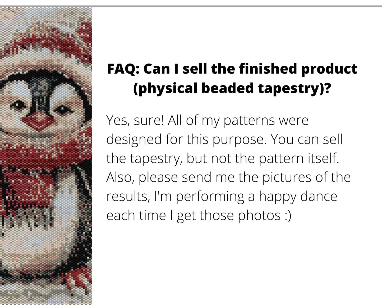 Christmas Penguin even peyote pattern for beaded tapestry NikoBeadsUA