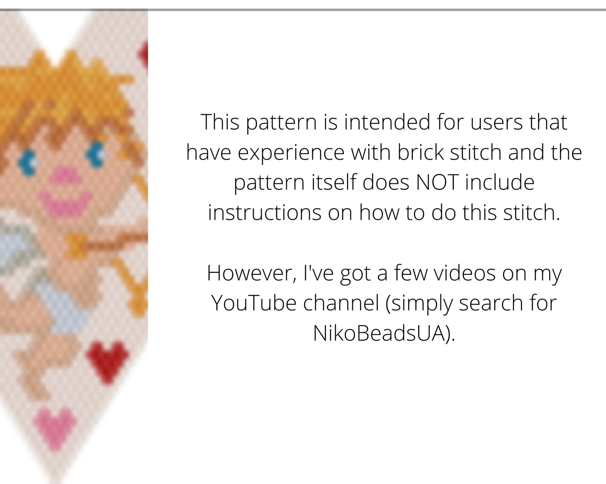 Cupid Heart Brick Stitch pattern for beaded diamond pendant, earrings NikoBeadsUA
