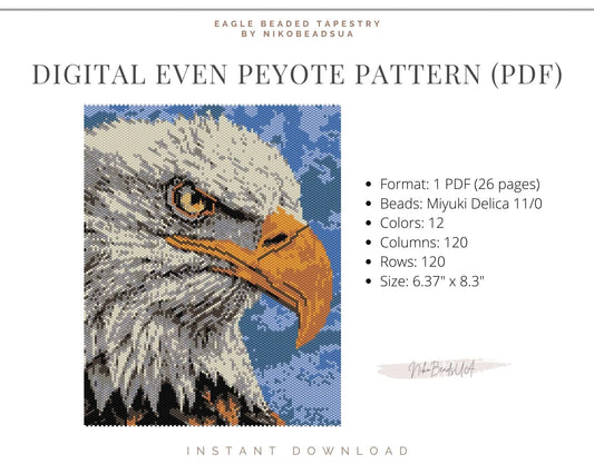 Eagle even peyote pattern for beaded tapestry NikoBeadsUA