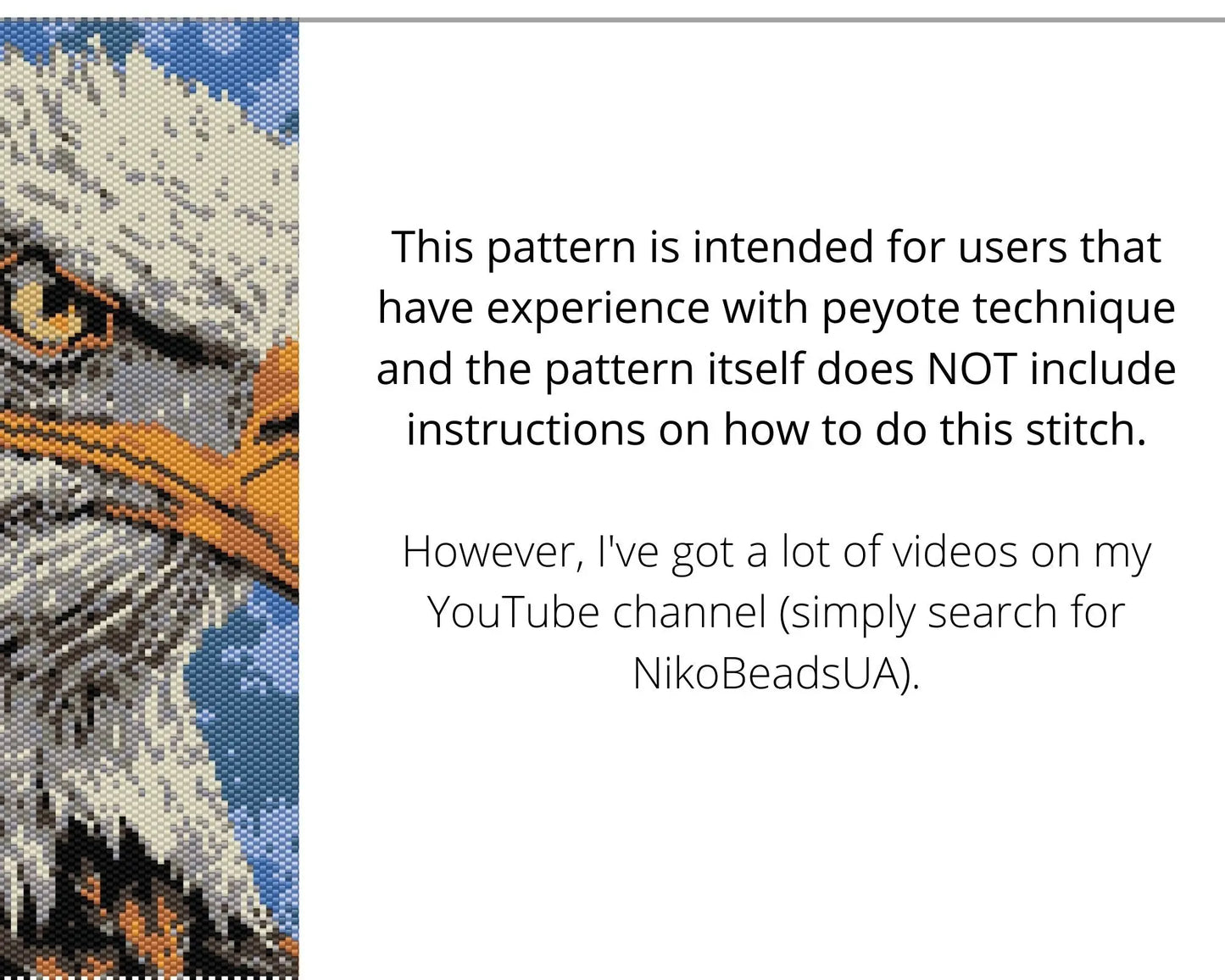 Eagle even peyote pattern for beaded tapestry NikoBeadsUA