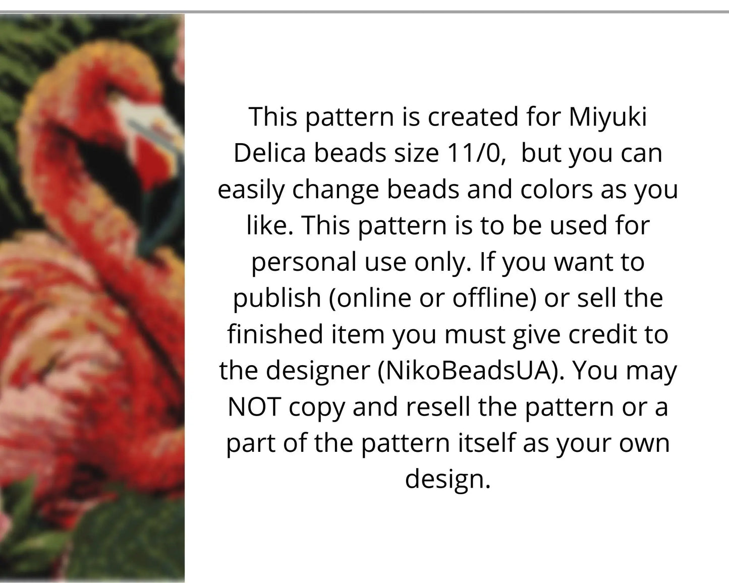 Flamingo even peyote pattern for beaded tapestry NikoBeadsUA