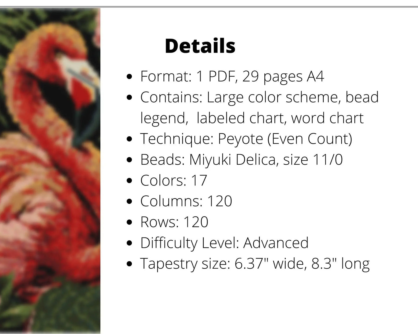 Flamingo even peyote pattern for beaded tapestry NikoBeadsUA