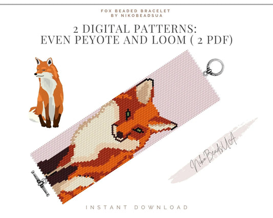 Fox even peyote and loom patterns for beaded bracelet NikoBeadsUA