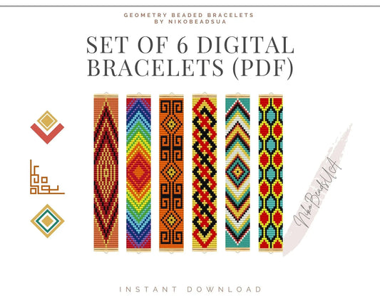Geometry Loom Beaded Bracelet Patterns Bundle NikoBeadsUA