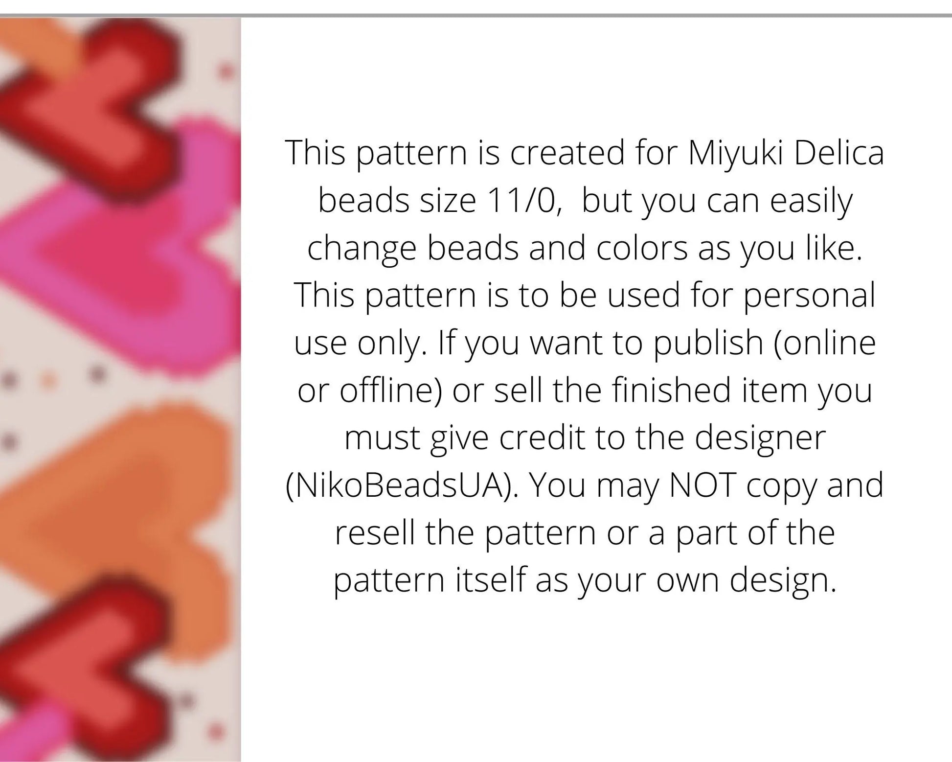 Hearts even peyote pattern for beaded bracelet NikoBeadsUA
