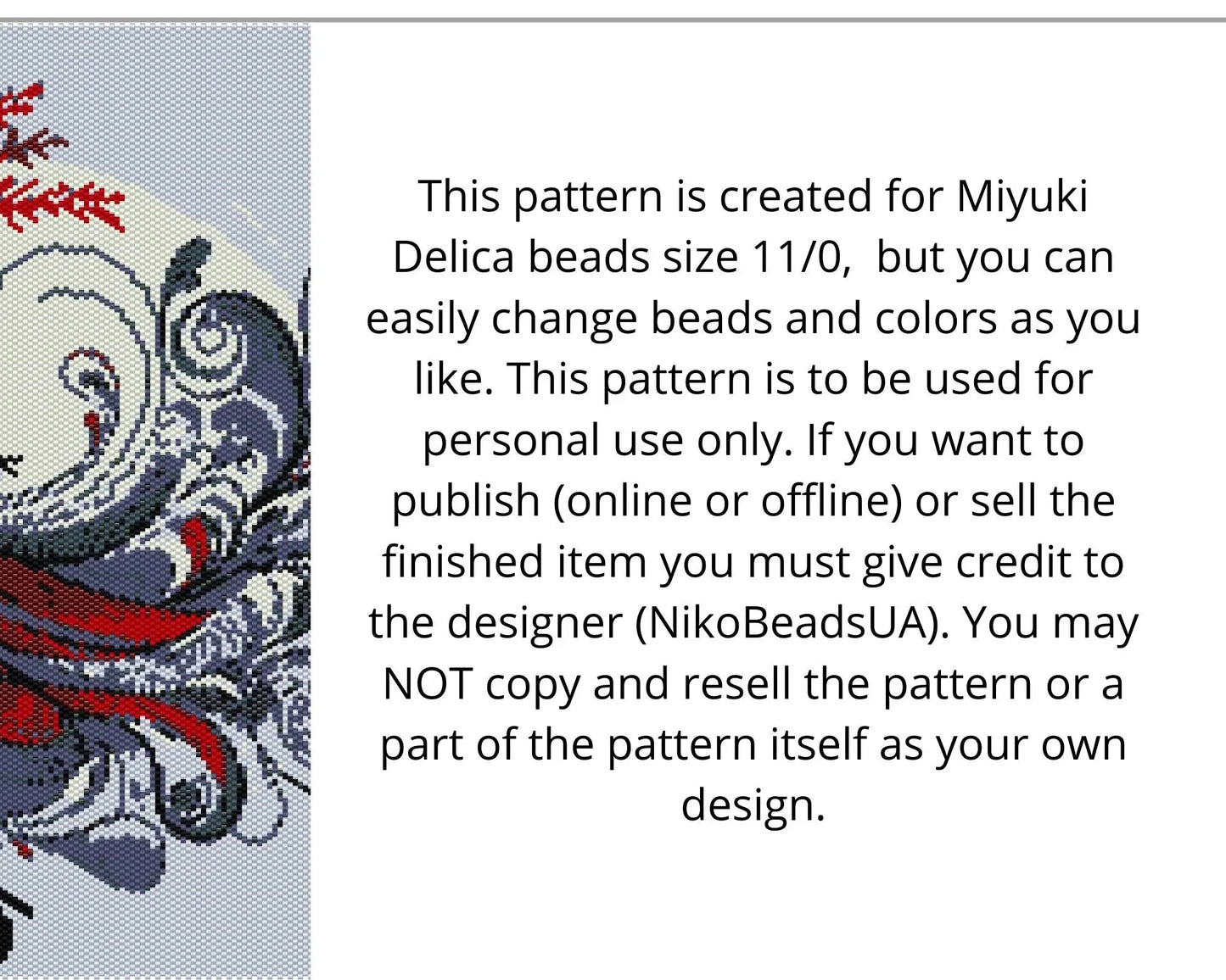 Lady in Red even peyote and loom patterns for beaded tapestry NikoBeadsUA