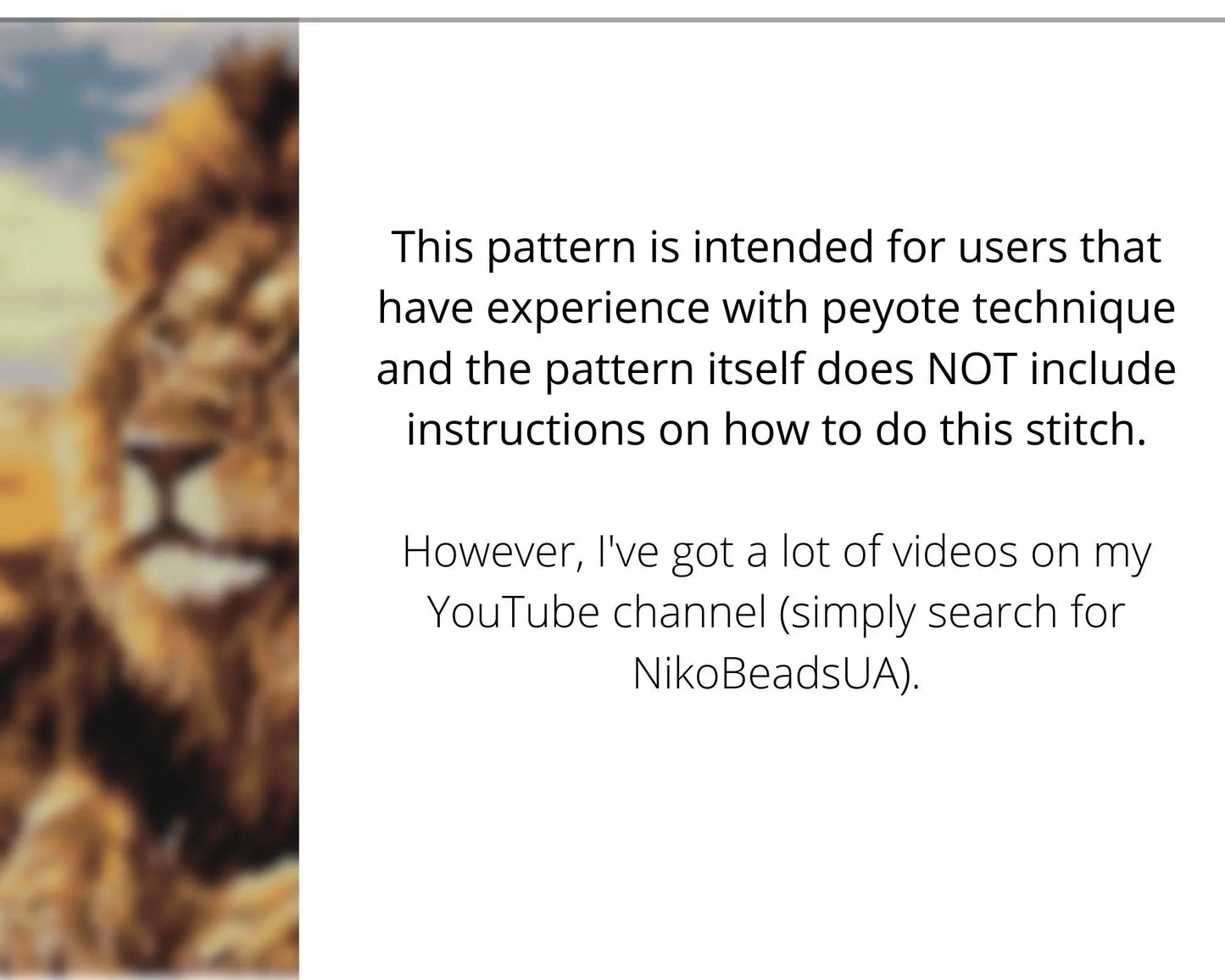 Lion even peyote pattern for beaded tapestry NikoBeadsUA
