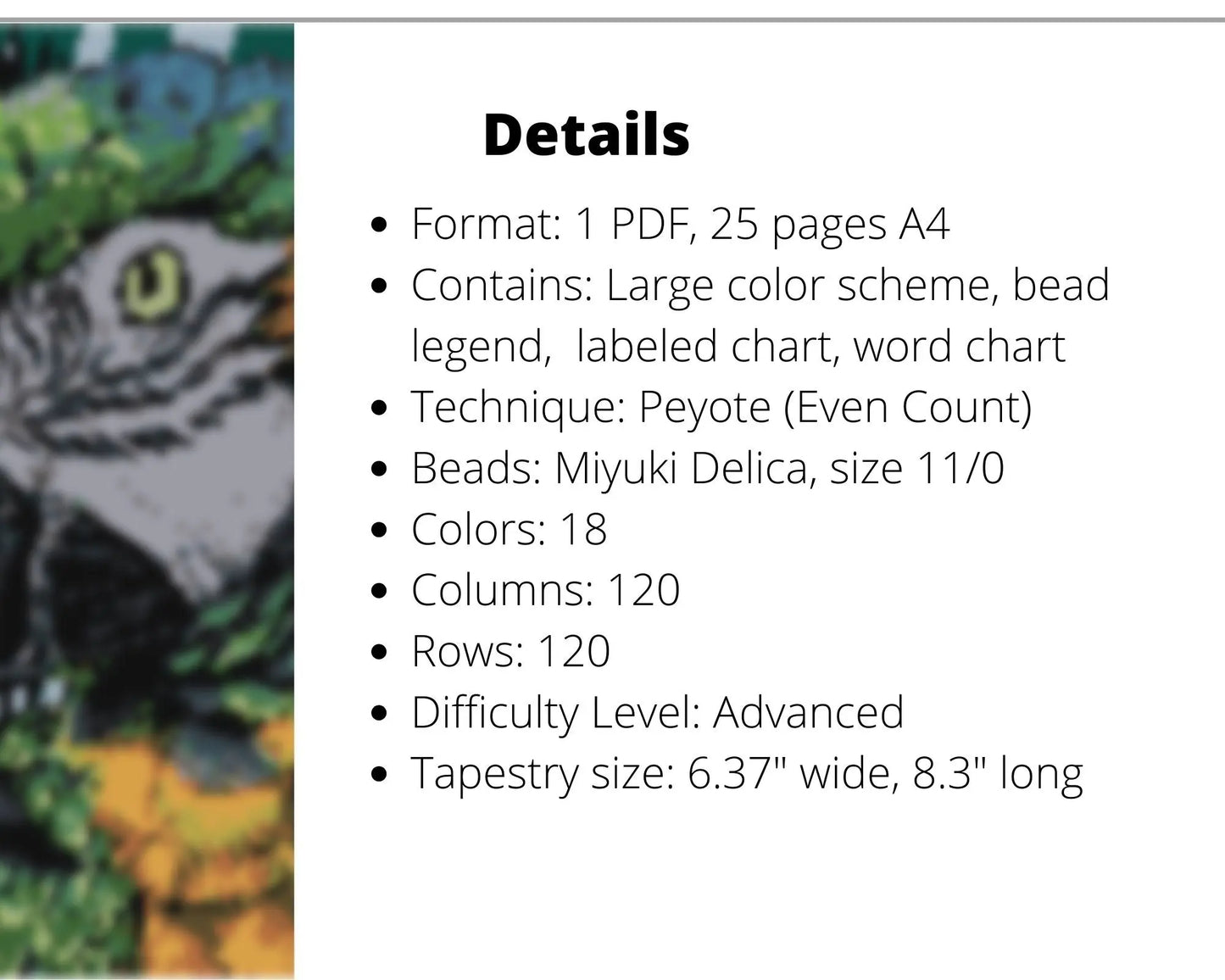 Macaw Parrot even peyote pattern for beaded tapestry NikoBeadsUA