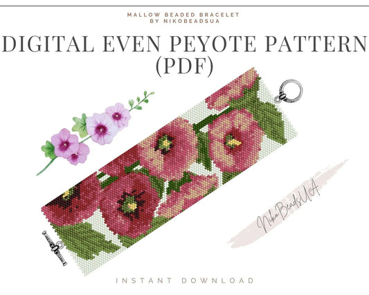 Mallow even peyote pattern for beaded bracelet - NikoBeadsUA