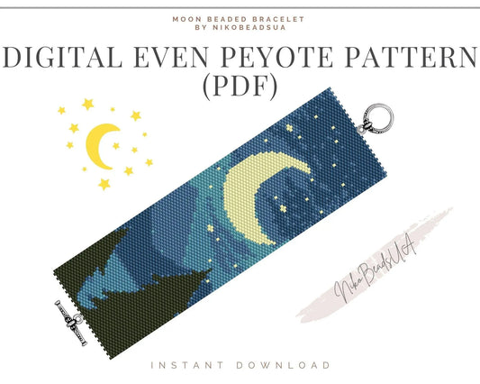 Moon even peyote pattern for beaded bracelet - NikoBeadsUA
