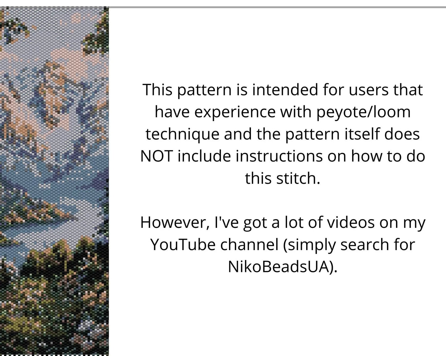 Mountain Forest even peyote and loom pattern for beaded tapestry NikoBeadsUA