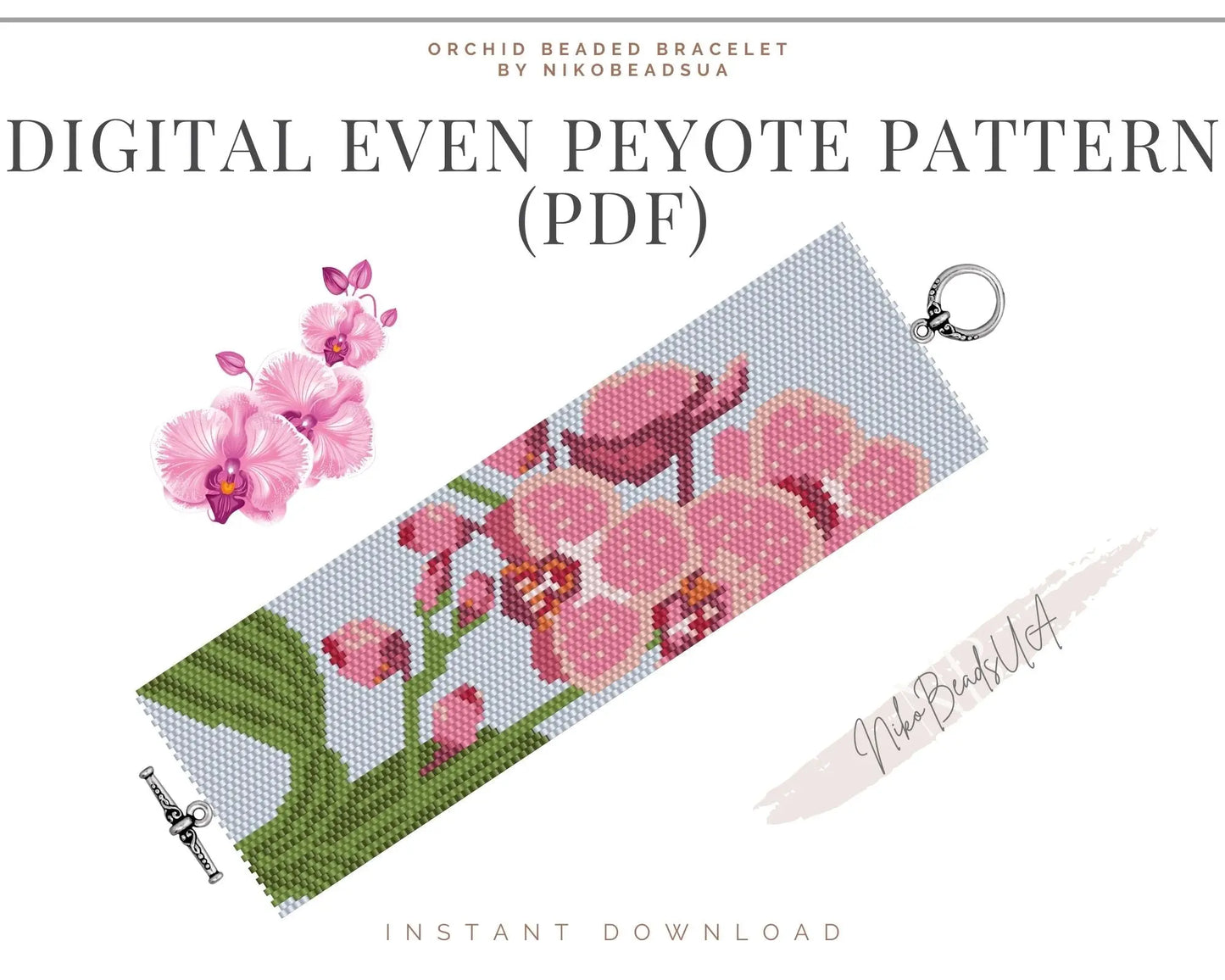 Orchid even peyote pattern for beaded bracelet NikoBeadsUA