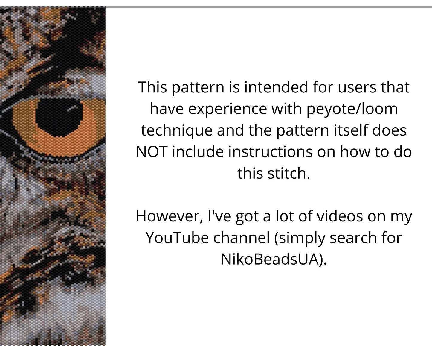 Owl Eye even peyote and loom patterns for beaded tapestry NikoBeadsUA