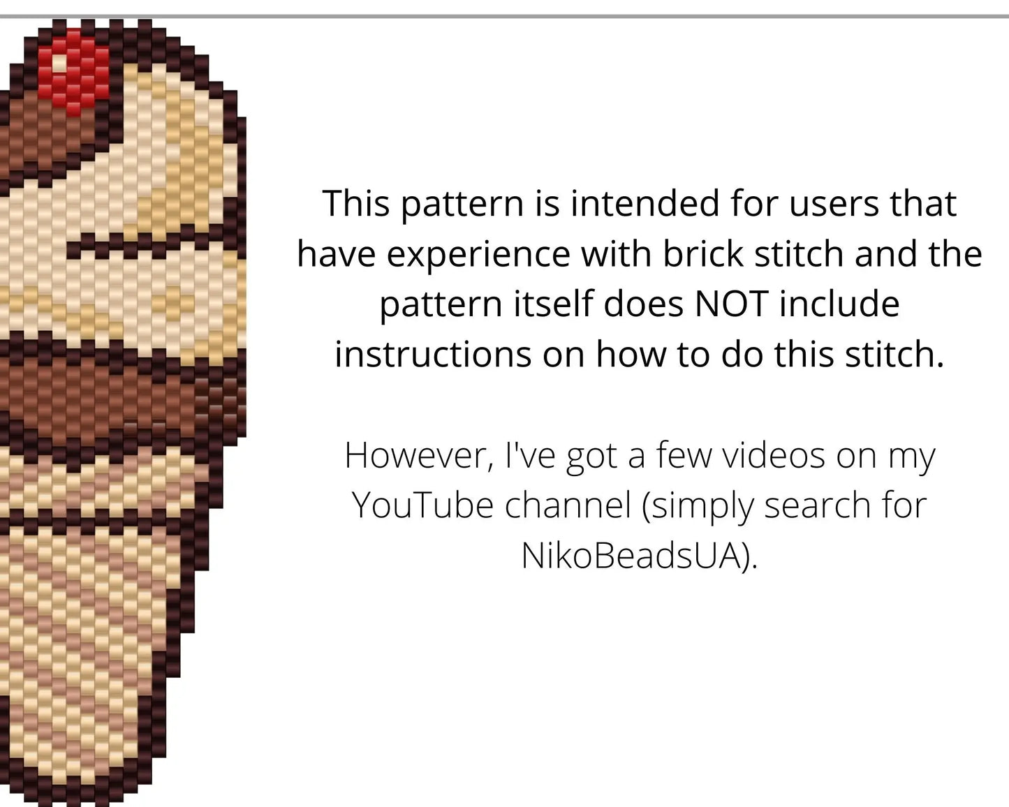 Peanut Ice Cream Brick Stitch pattern for beaded pendant and earrings NikoBeadsUA
