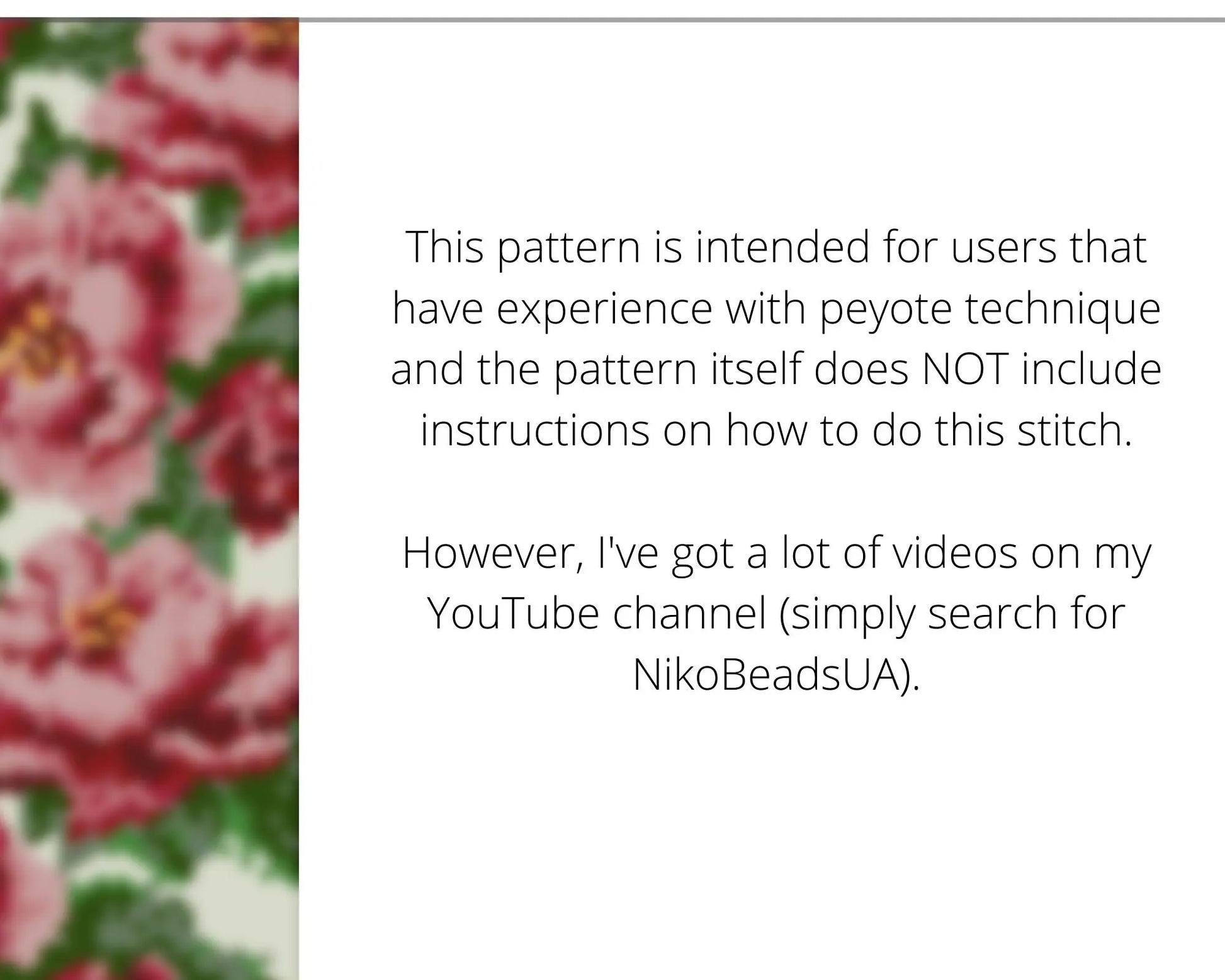 Peonies even peyote pattern for beaded bracelet NikoBeadsUA