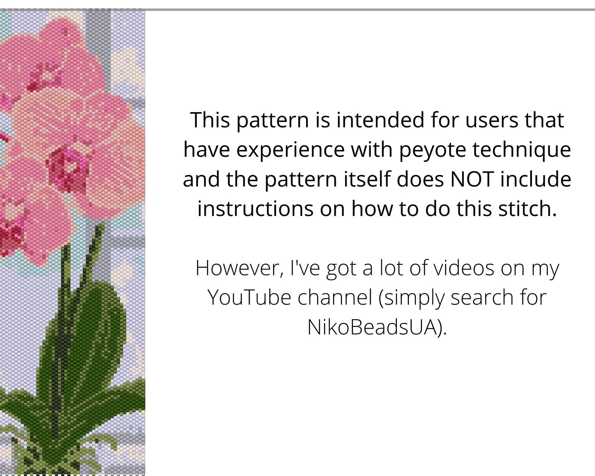 Pink Orchid even peyote pattern for beaded tapestry NikoBeadsUA