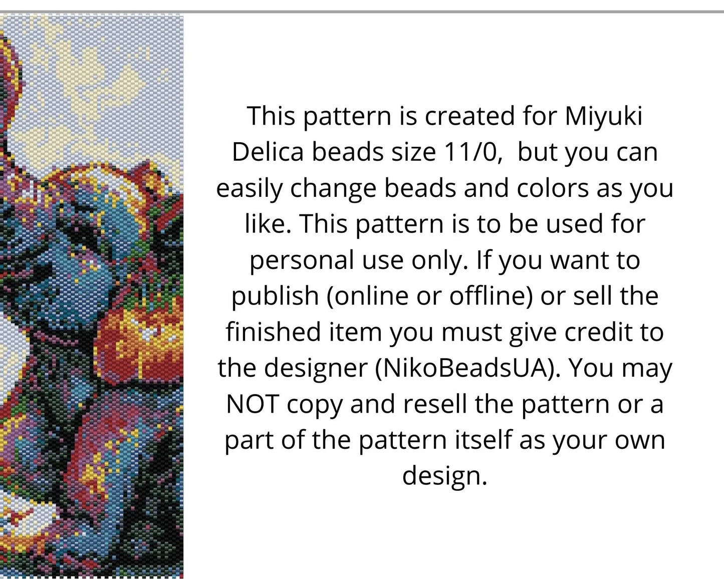 Rainbow Baby Elephant even peyote and loom patterns for beaded tapestry NikoBeadsUA