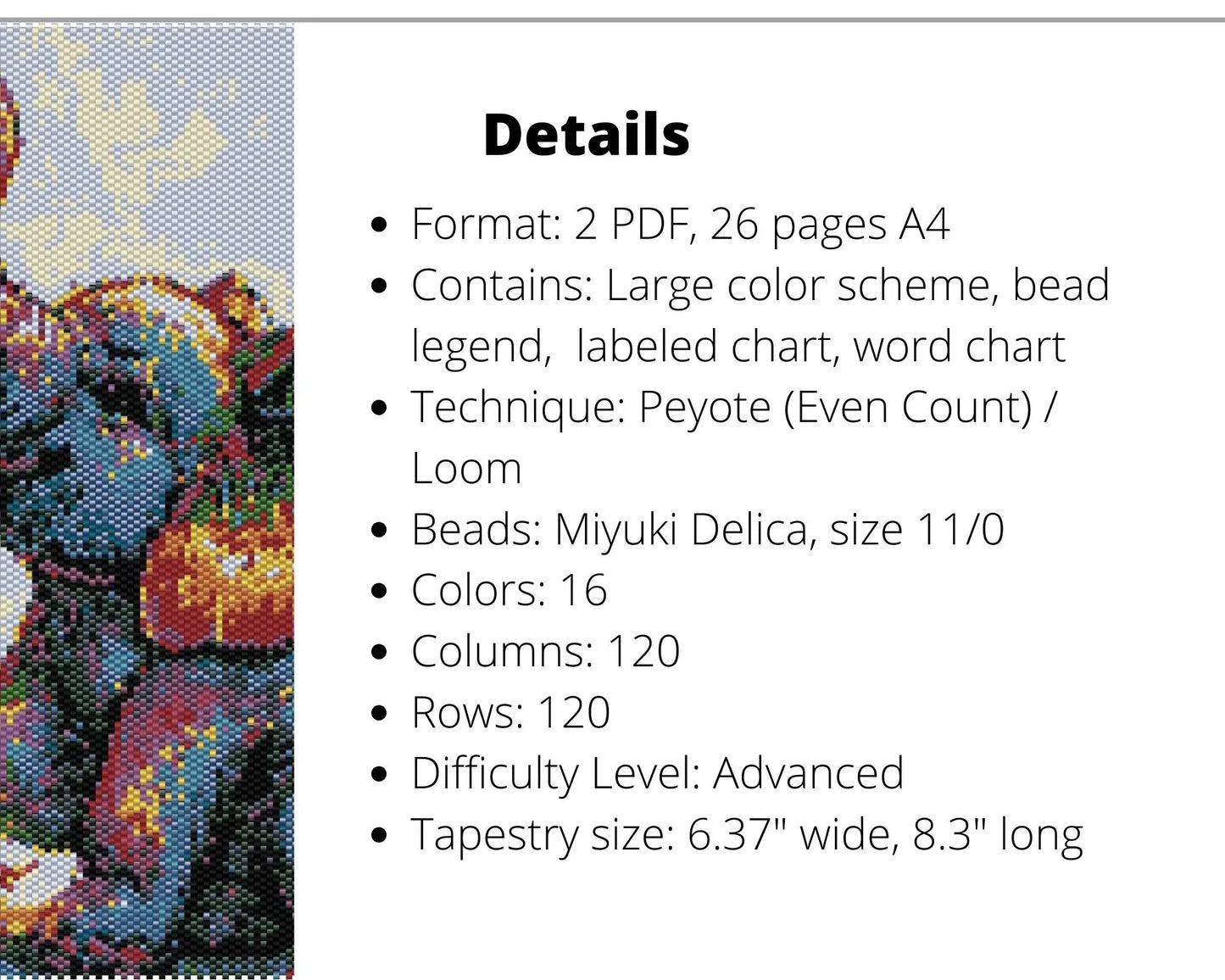 Rainbow Baby Elephant even peyote and loom patterns for beaded tapestry NikoBeadsUA