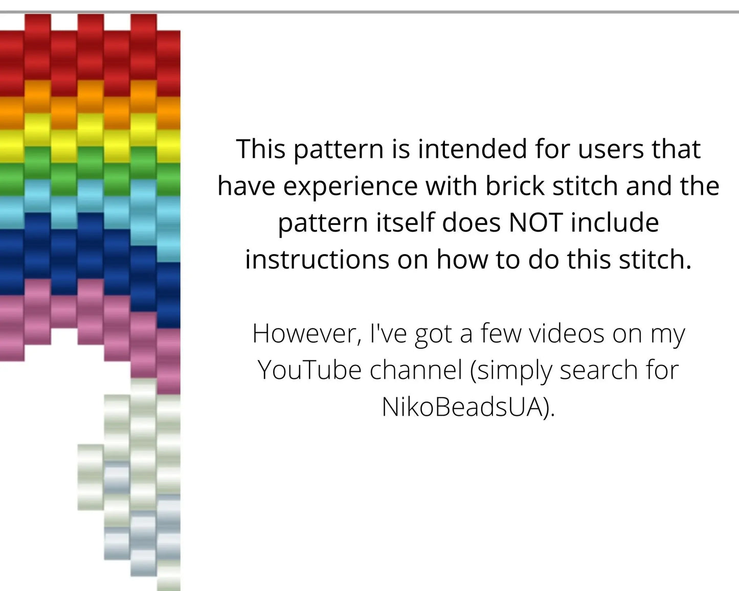Rainbow Brick Stitch pattern for beaded pendant and earrings NikoBeadsUA