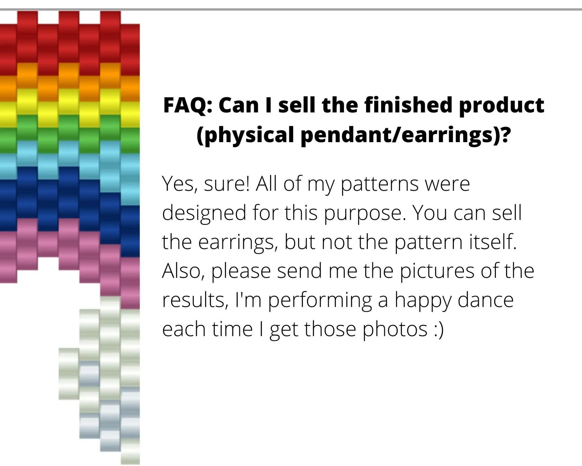 Rainbow Brick Stitch pattern for beaded pendant and earrings NikoBeadsUA