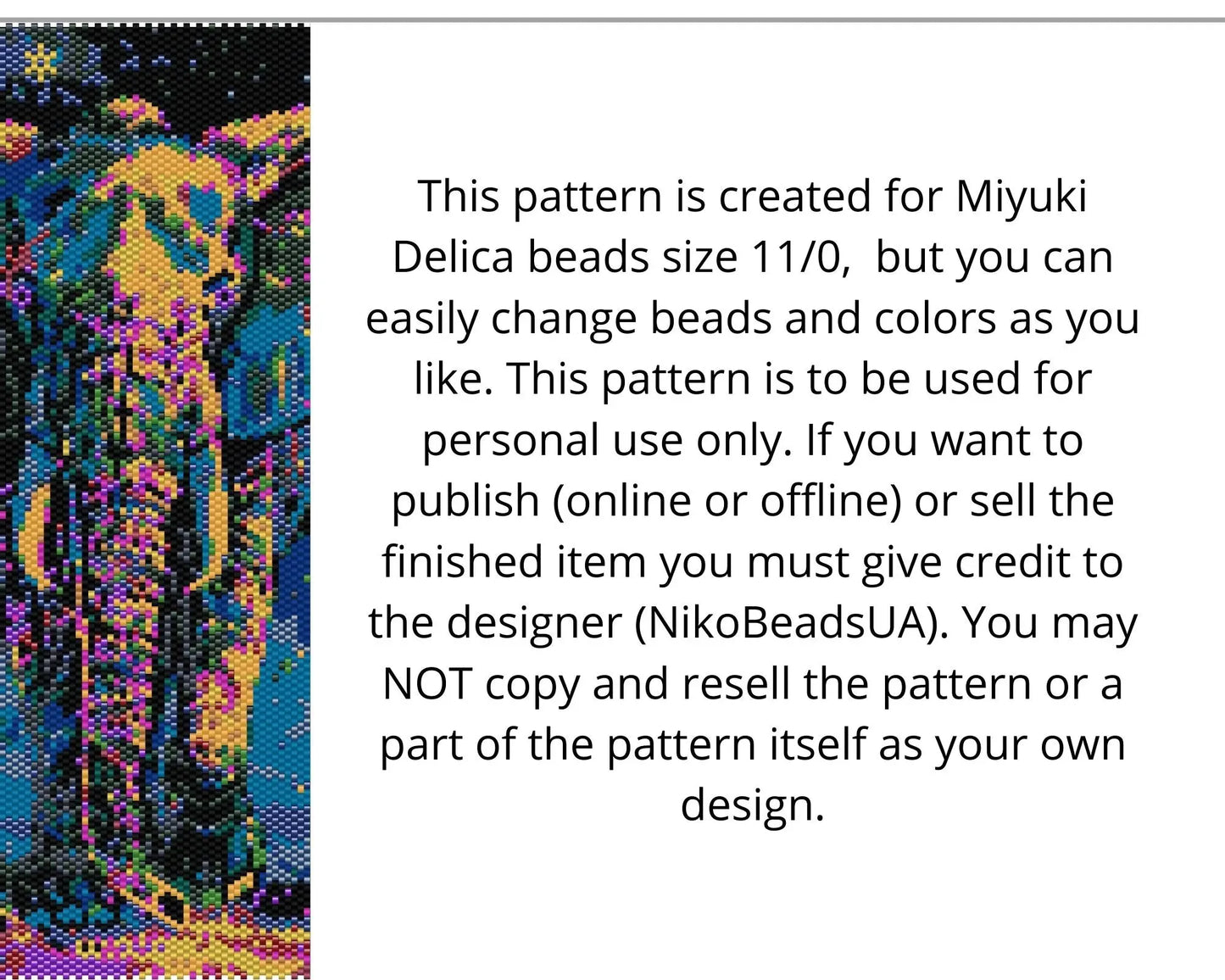 Rainbow Elephant even peyote and loom patterns for beaded tapestry NikoBeadsUA