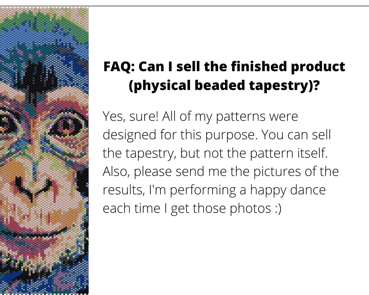 Rainbow Monkey even peyote and loom patterns for beaded tapestry NikoBeadsUA