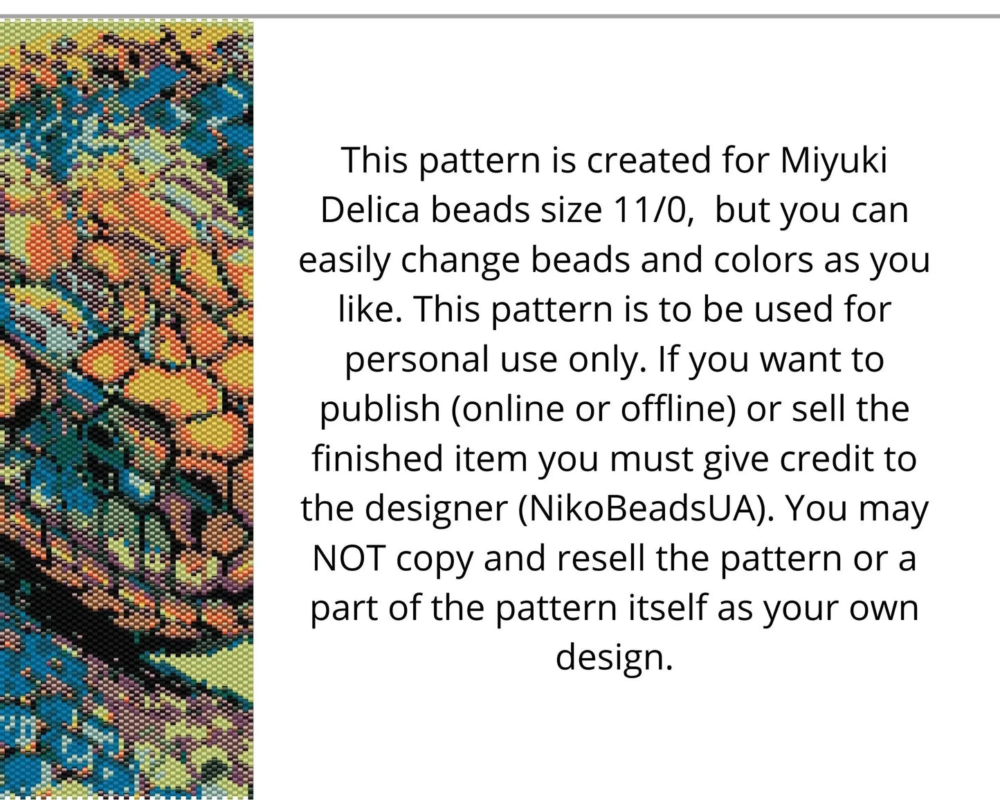 Rainbow Snake even peyote and loom patterns for beaded tapestry NikoBeadsUA