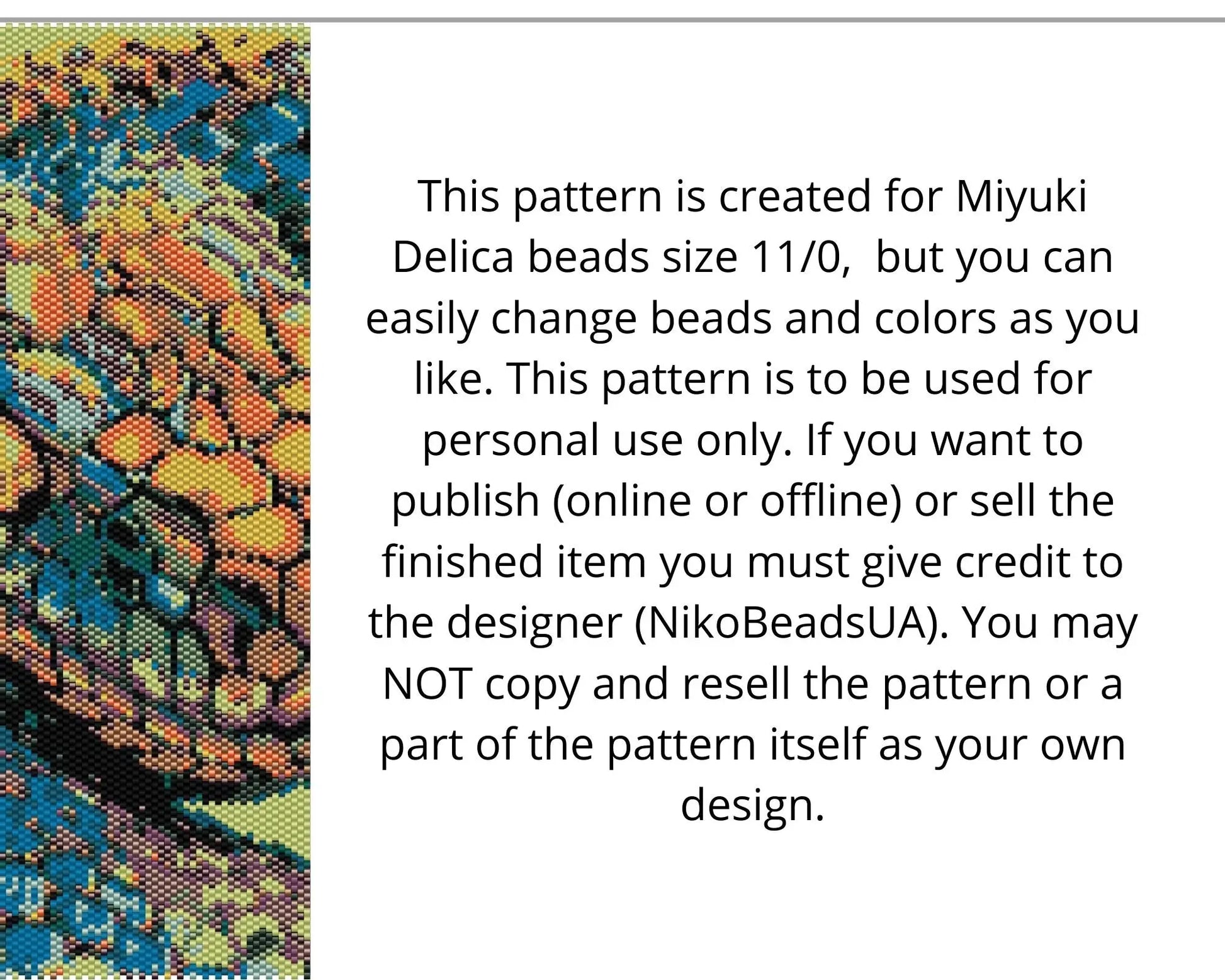 Rainbow Snake even peyote and loom patterns for beaded tapestry NikoBeadsUA