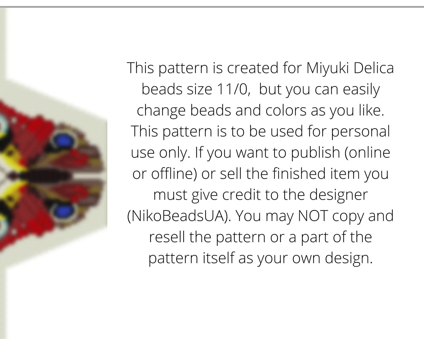 Red Butterfly Beaded Loom Fringe Necklace Pattern NikoBeadsUA