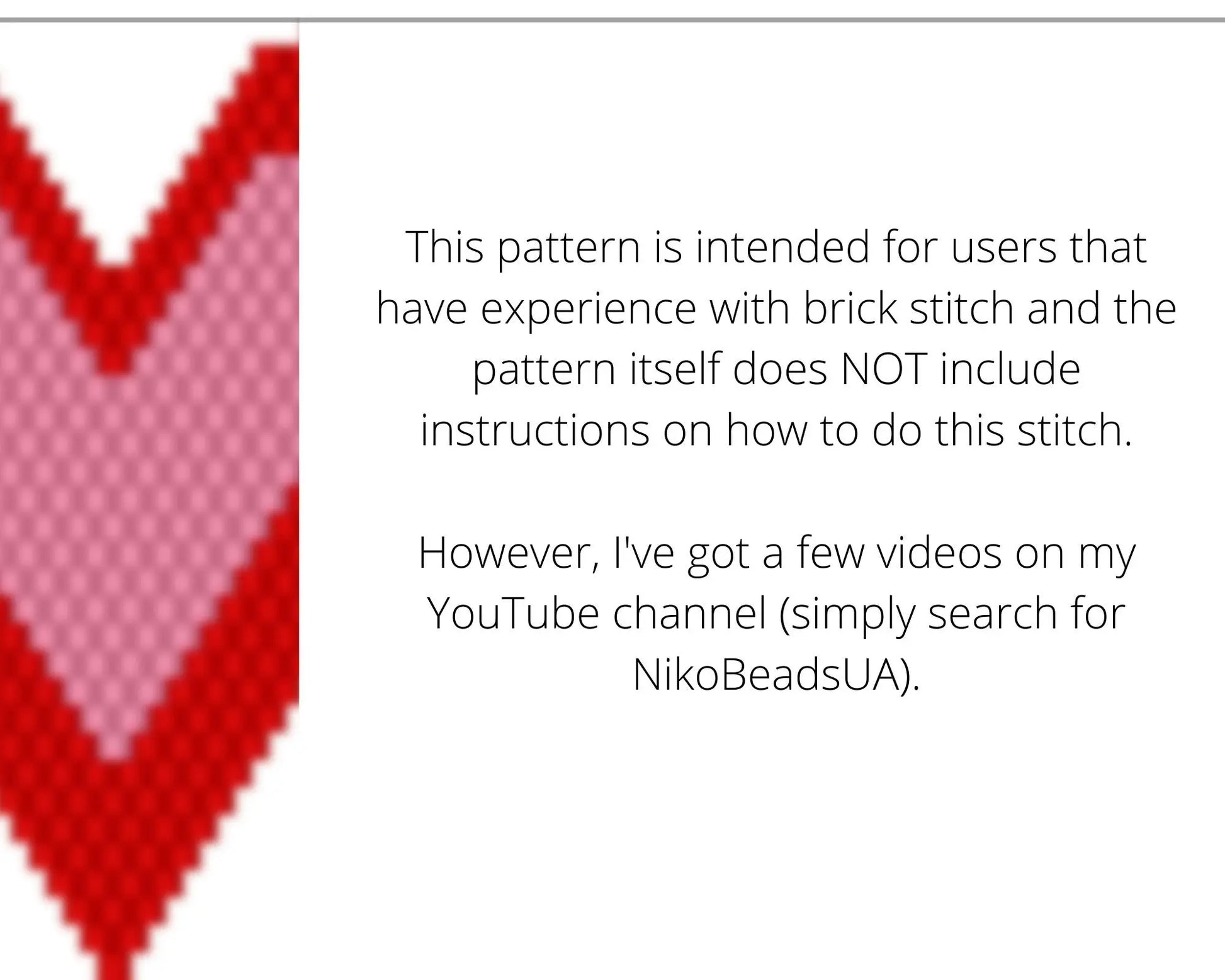 Red Heart Brick Stitch pattern for beaded diamond pendant, earrings NikoBeadsUA