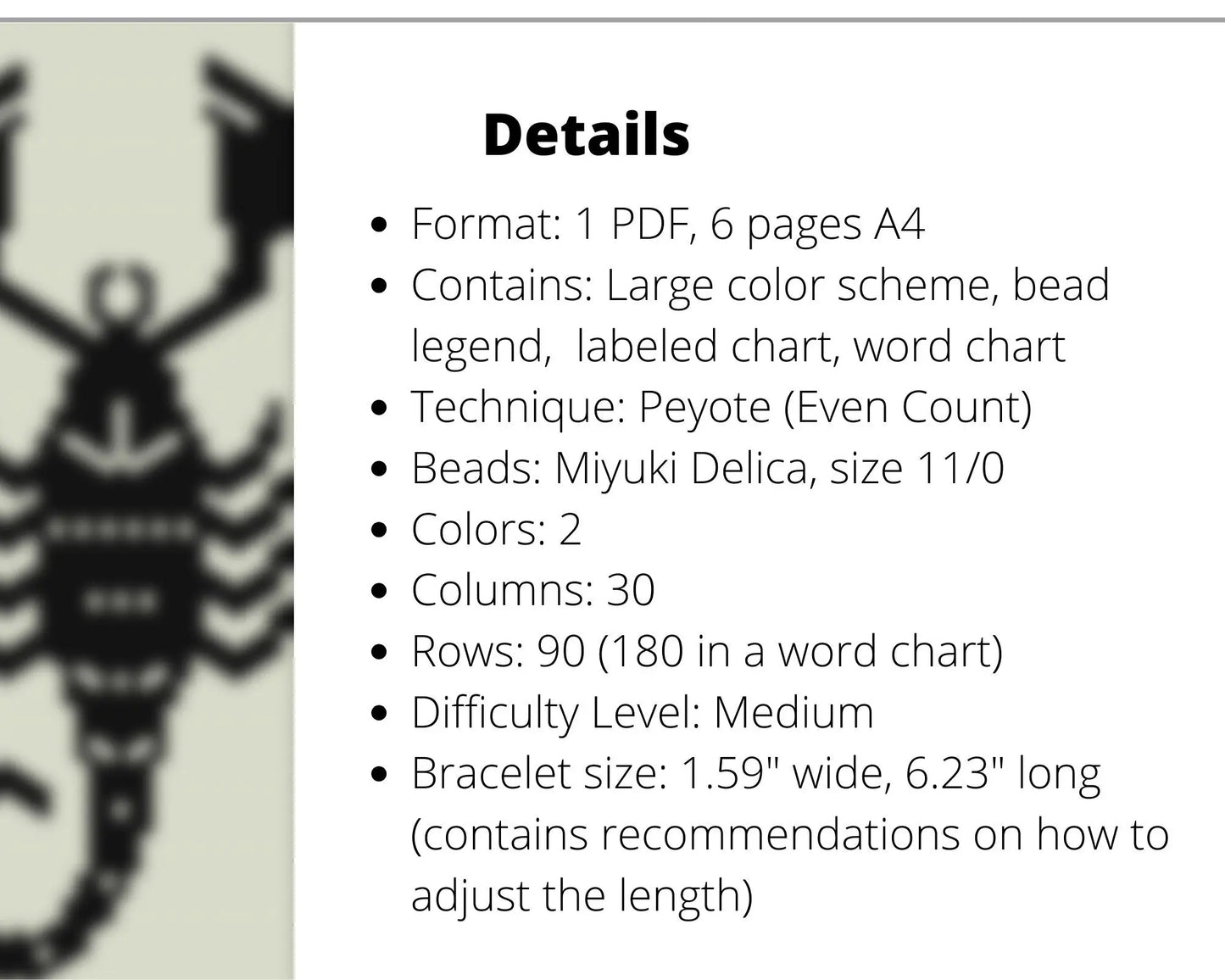 Scorpio even peyote pattern for beaded bracelet NikoBeadsUA