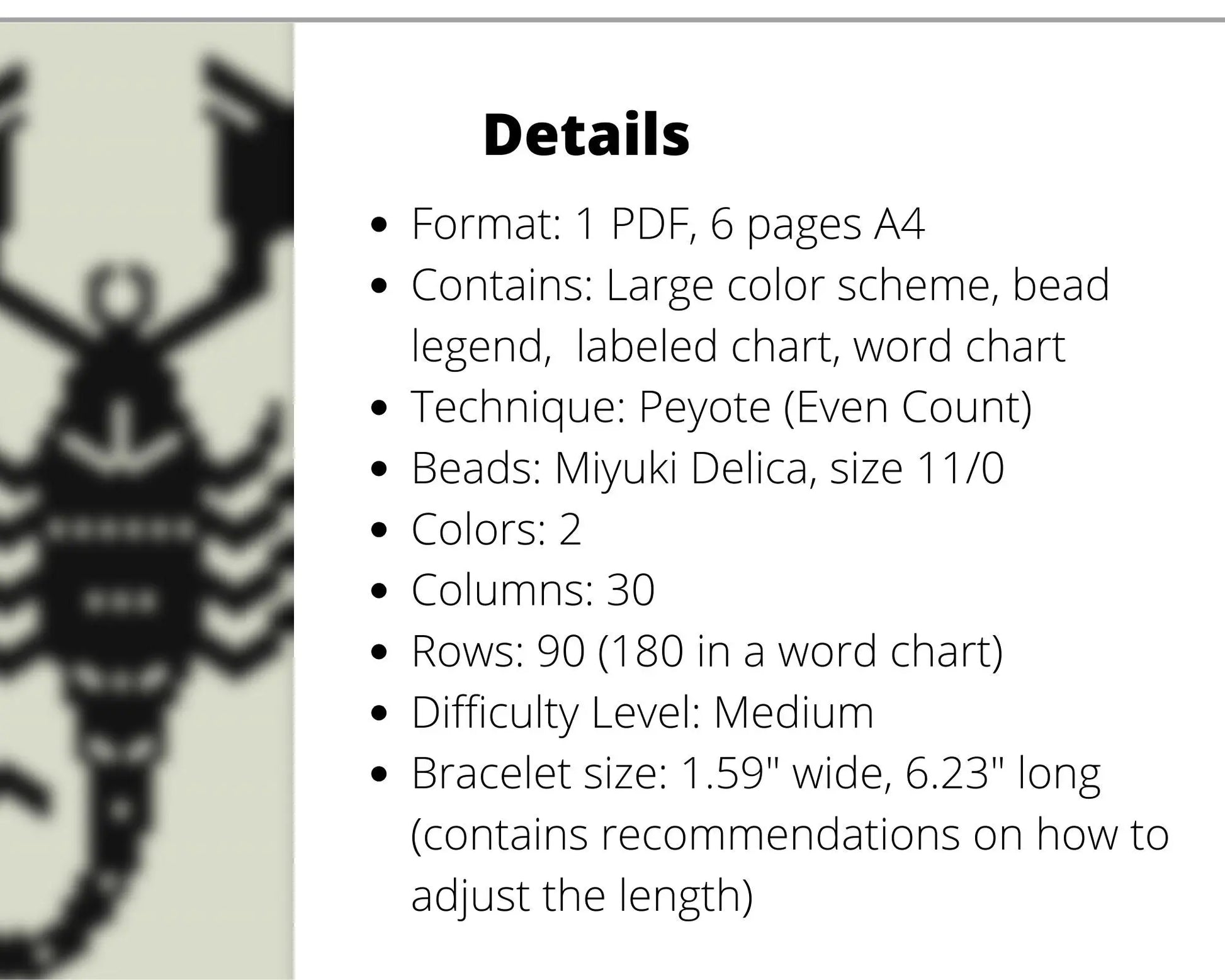 Scorpio even peyote pattern for beaded bracelet NikoBeadsUA