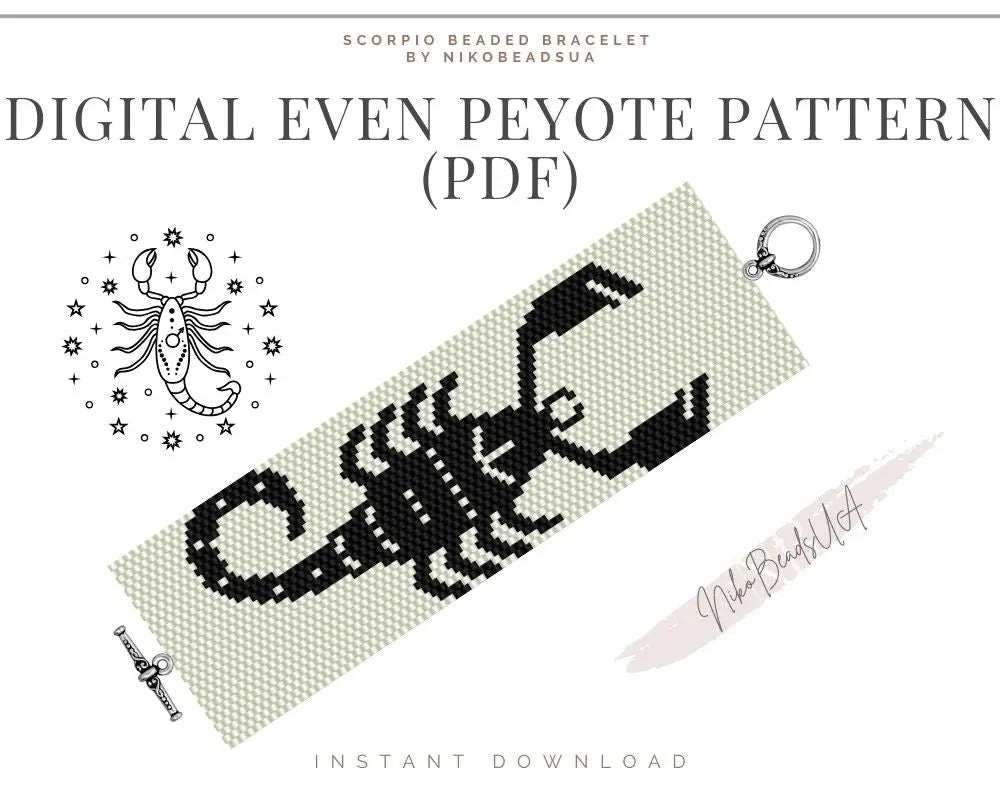 Scorpio even peyote pattern for beaded bracelet NikoBeadsUA