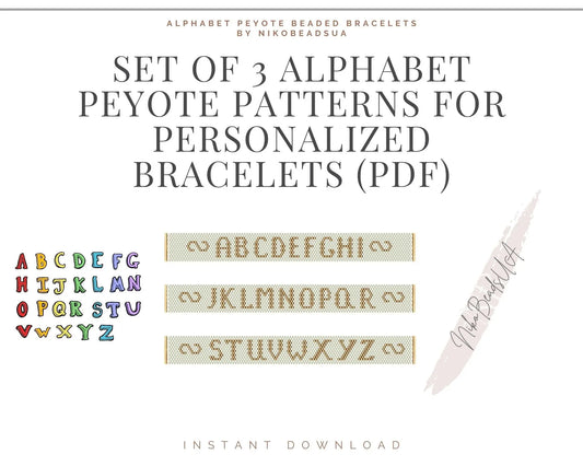 Set of 26 Alphabet Peyote patterns for beaded bracelets NikoBeadsUA