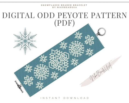 Snowflakes odd peyote pattern for beaded bracelet NikoBeadsUA