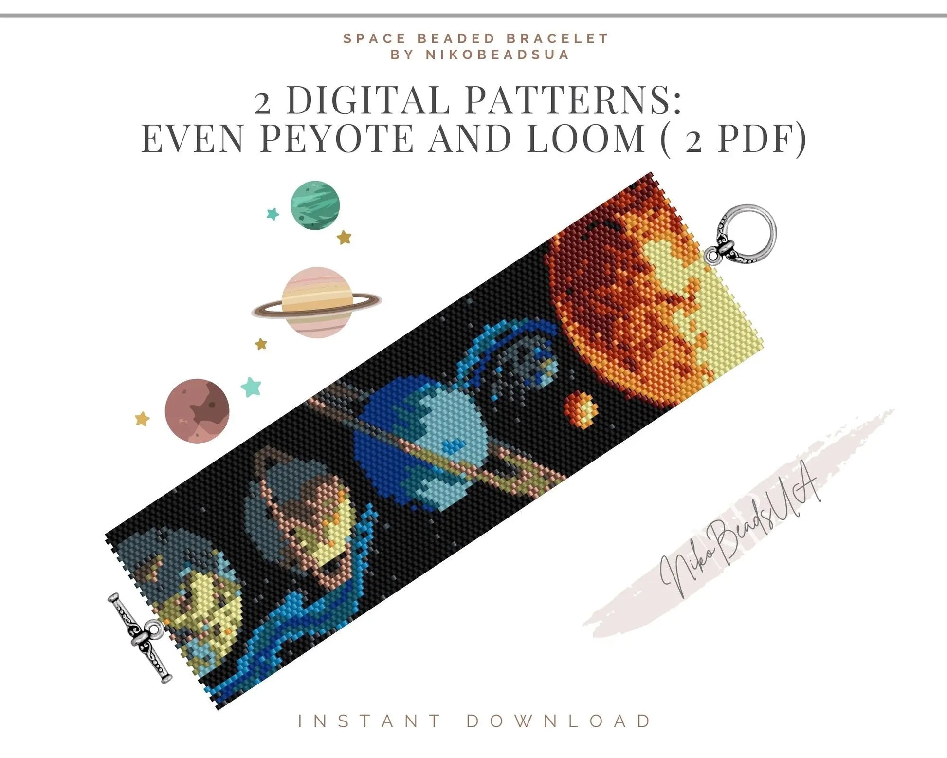 Space even peyote and loom patterns for beaded bracelet NikoBeadsUA