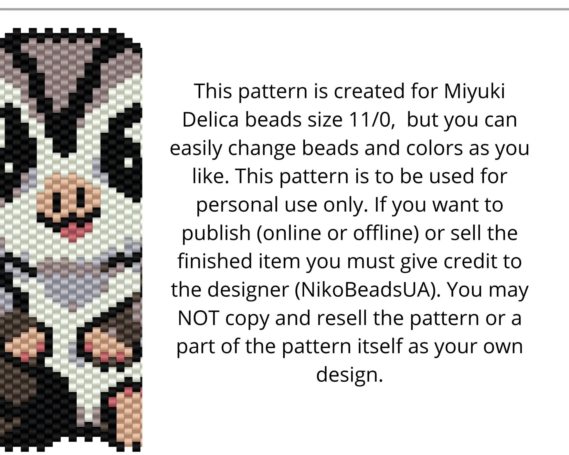 Sugar Glider Brick Stitch pattern for beaded pendant and earrings NikoBeadsUA