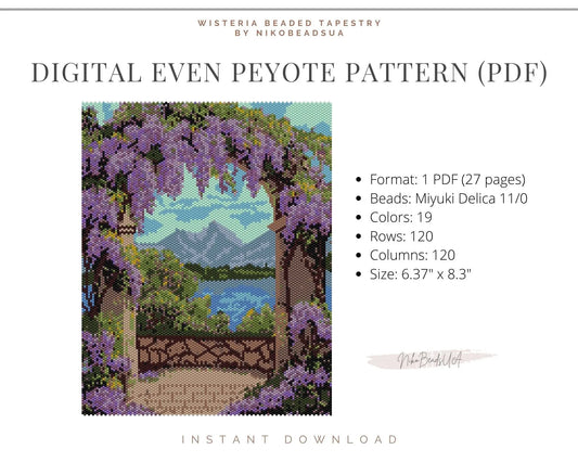 Wisteria even peyote pattern for beaded tapestry NikoBeadsUA