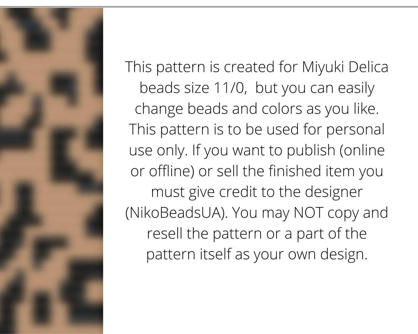 Leopard Print Loom pattern for narrow beaded bracelet - NikoBeadsUA