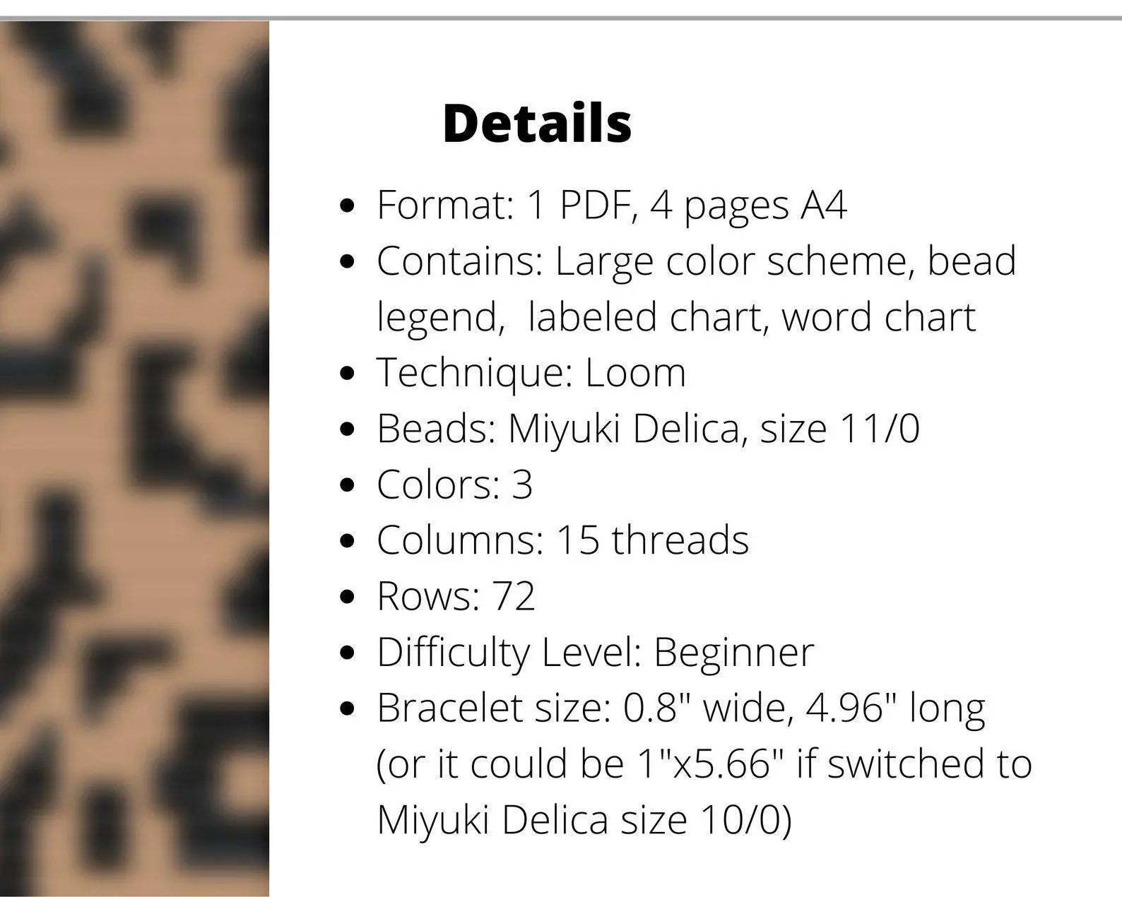 Leopard Print Loom pattern for narrow beaded bracelet - NikoBeadsUA