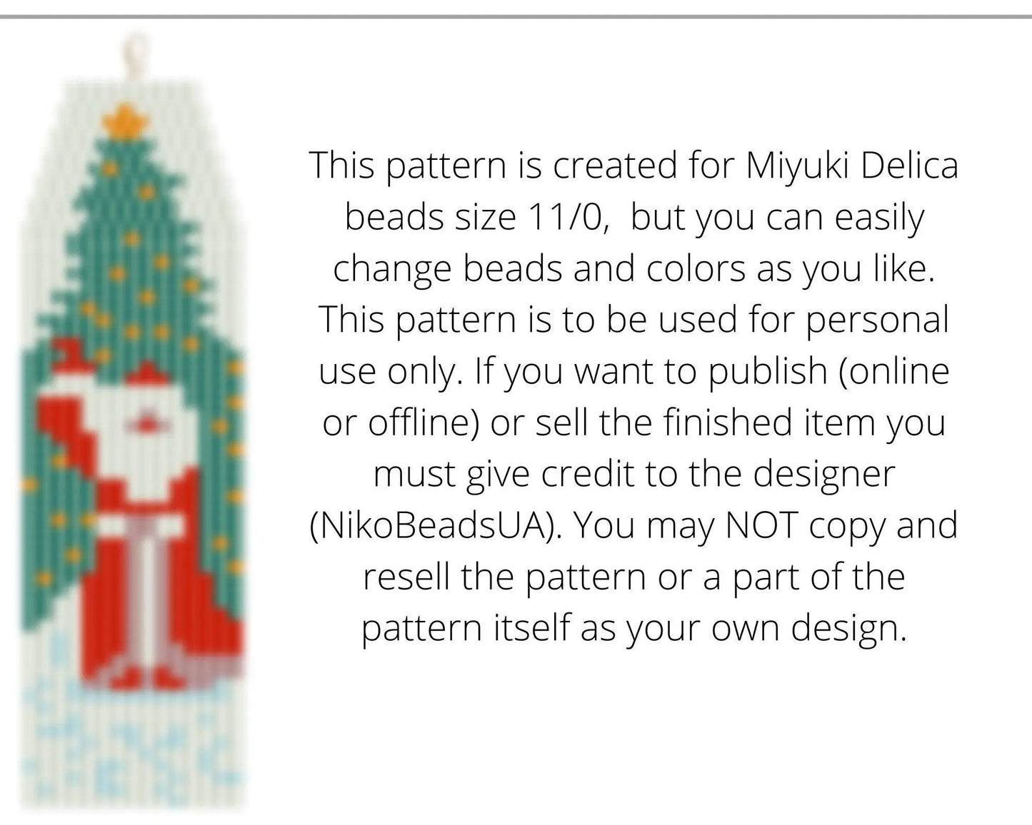 St Nicholas Brick Stitch pattern for fringe beaded earrings - NikoBeadsUA