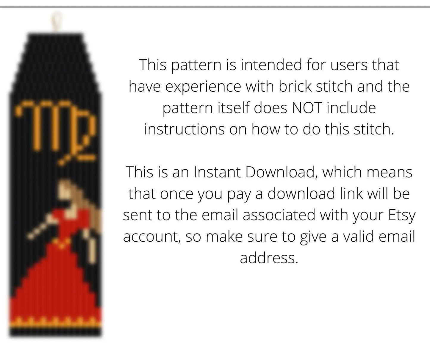 Zodiac Virgo Brick Stitch pattern for fringe beaded earrings - NikoBeadsUA