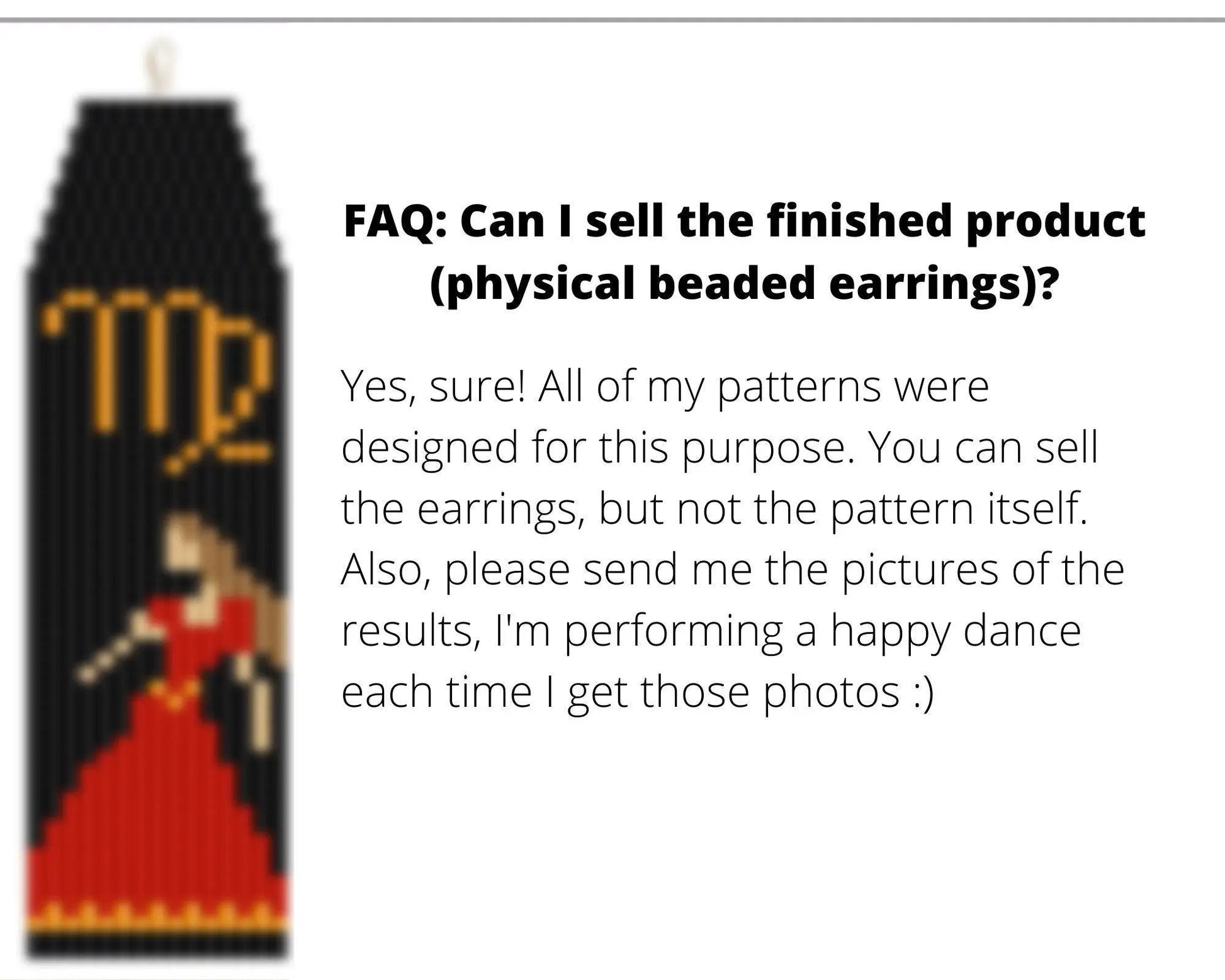 Zodiac Virgo Brick Stitch pattern for fringe beaded earrings - NikoBeadsUA