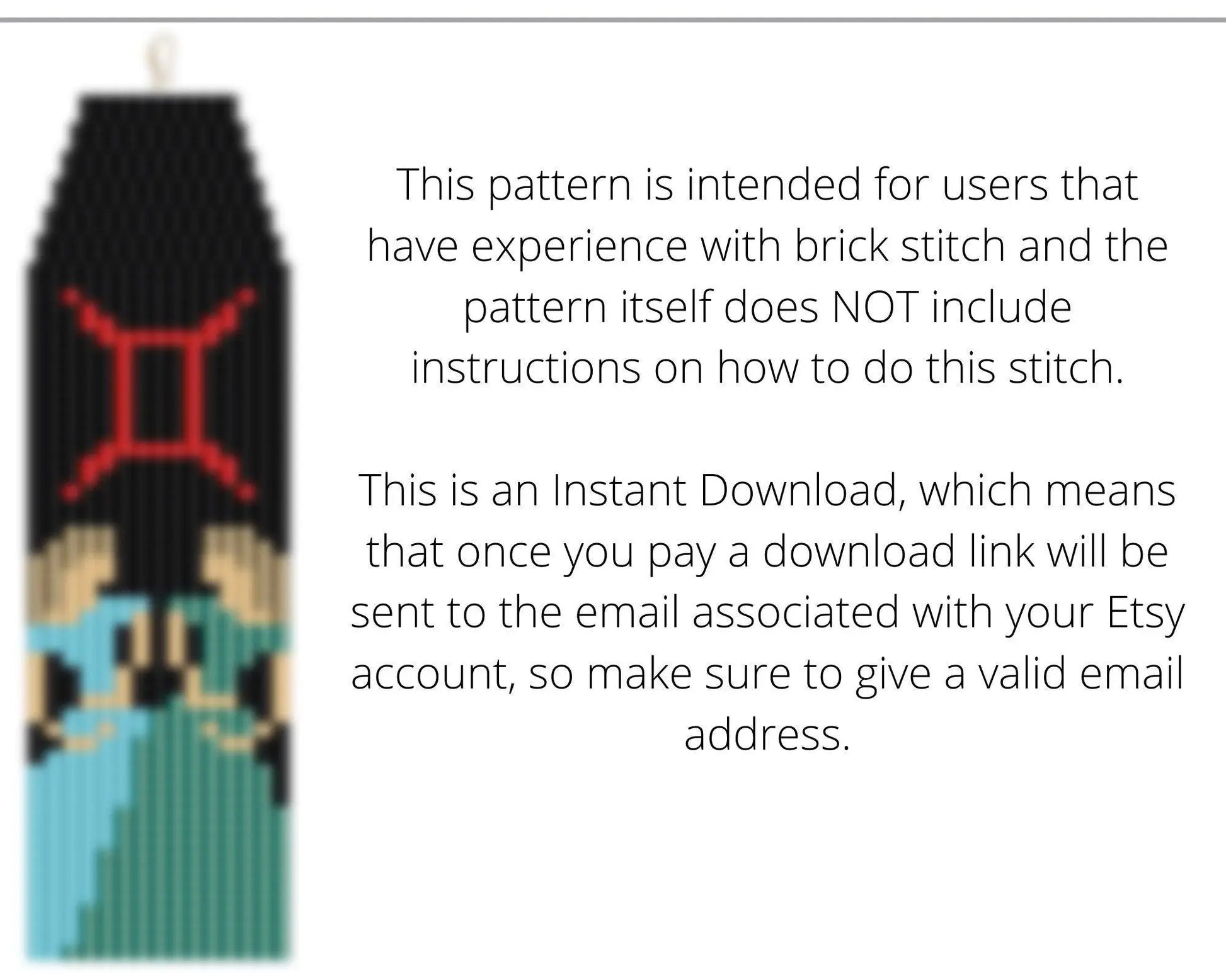 Gemini Brick Stitch pattern for fringe beaded earrings - NikoBeadsUA
