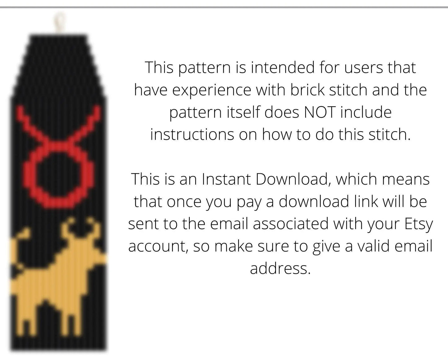 Taurus Brick Stitch pattern for fringe beaded earrings - NikoBeadsUA