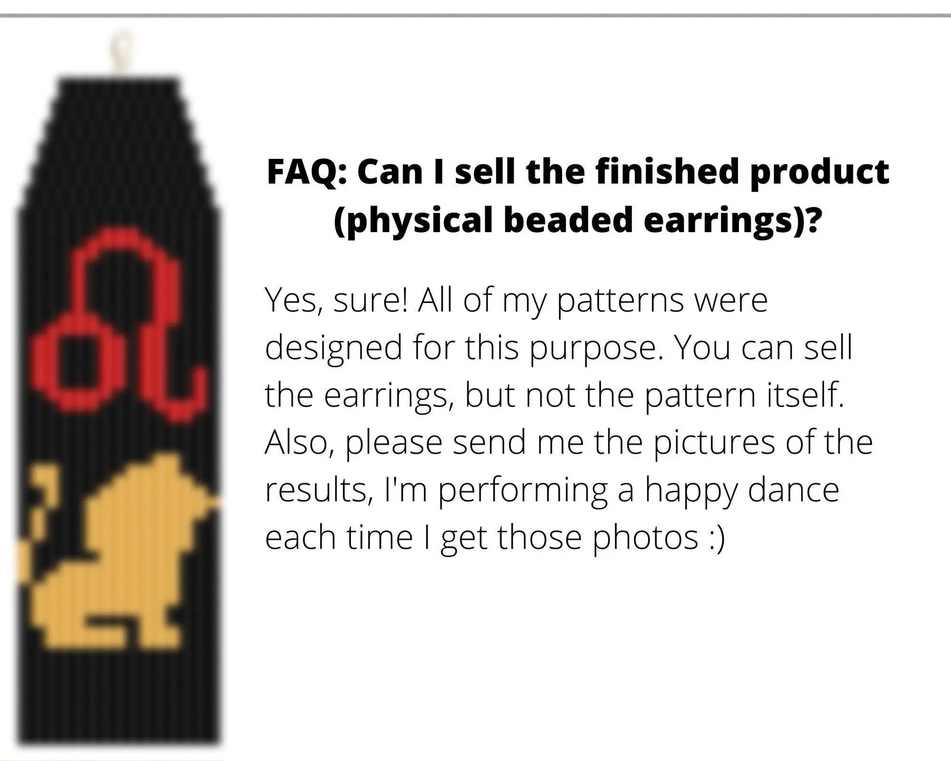 Leo Brick Stitch pattern for fringe beaded earrings - NikoBeadsUA