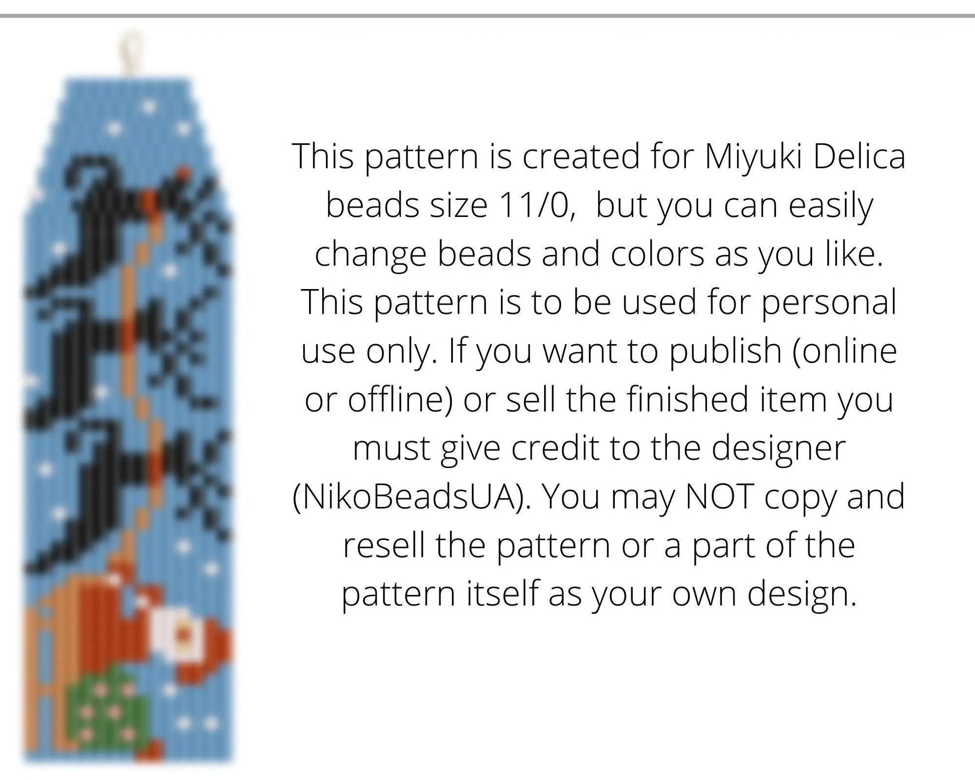 Santa and Deer Brick Stitch pattern for fringe beaded earrings - NikoBeadsUA