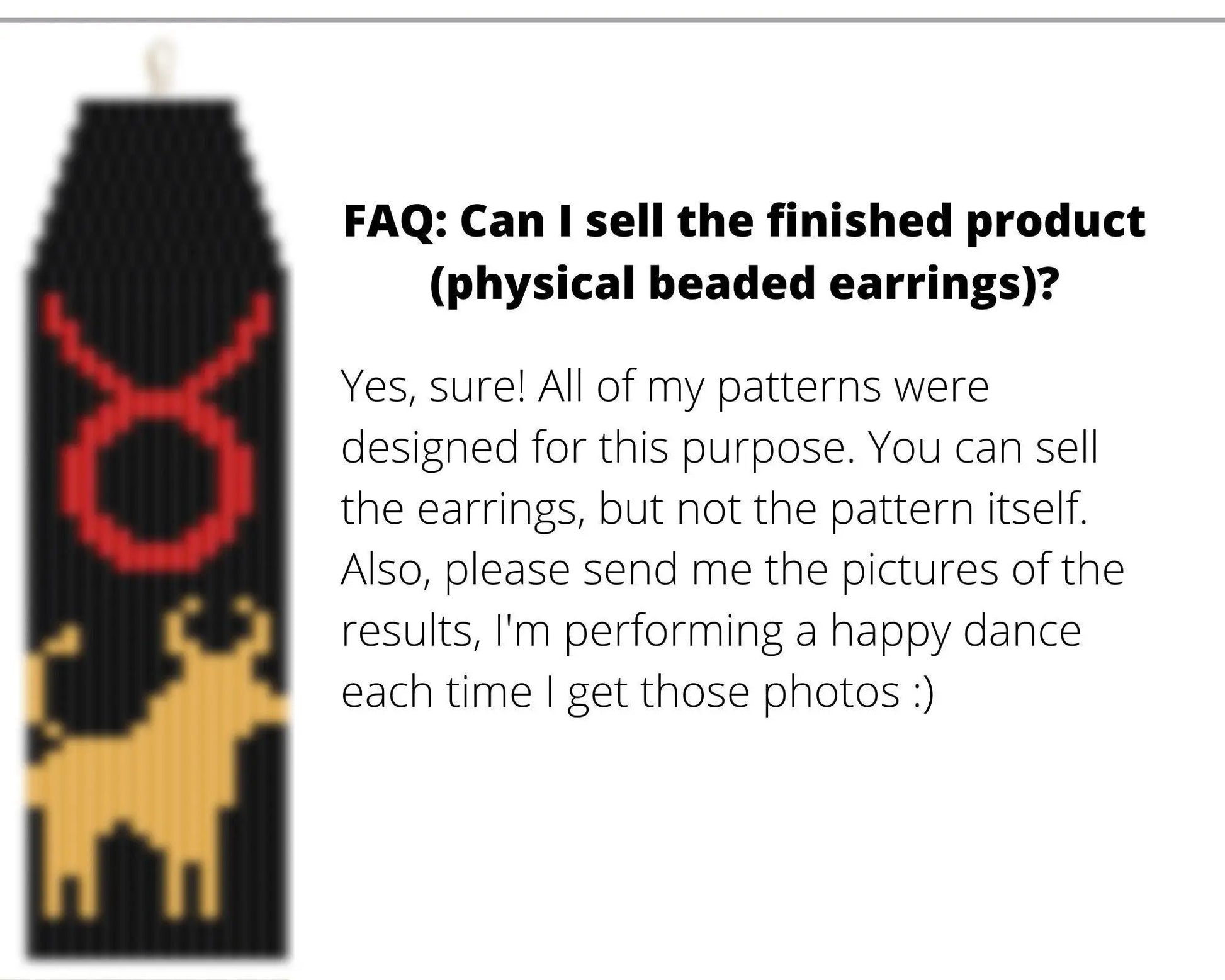 Taurus Brick Stitch pattern for fringe beaded earrings - NikoBeadsUA